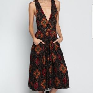 90s Vintage Pinafore Paisley Midi Dress